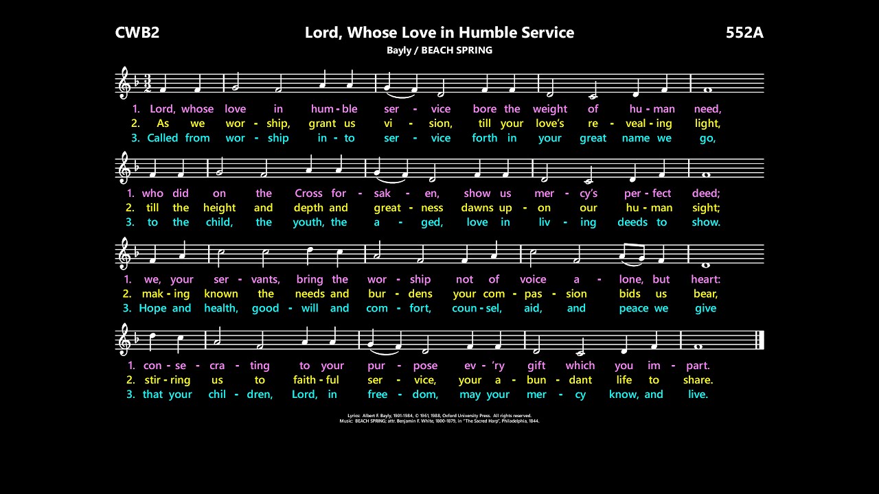 Lord, Whose Love in Humble Service  [Bayly / BEACH SPRING]  CWB2:551A